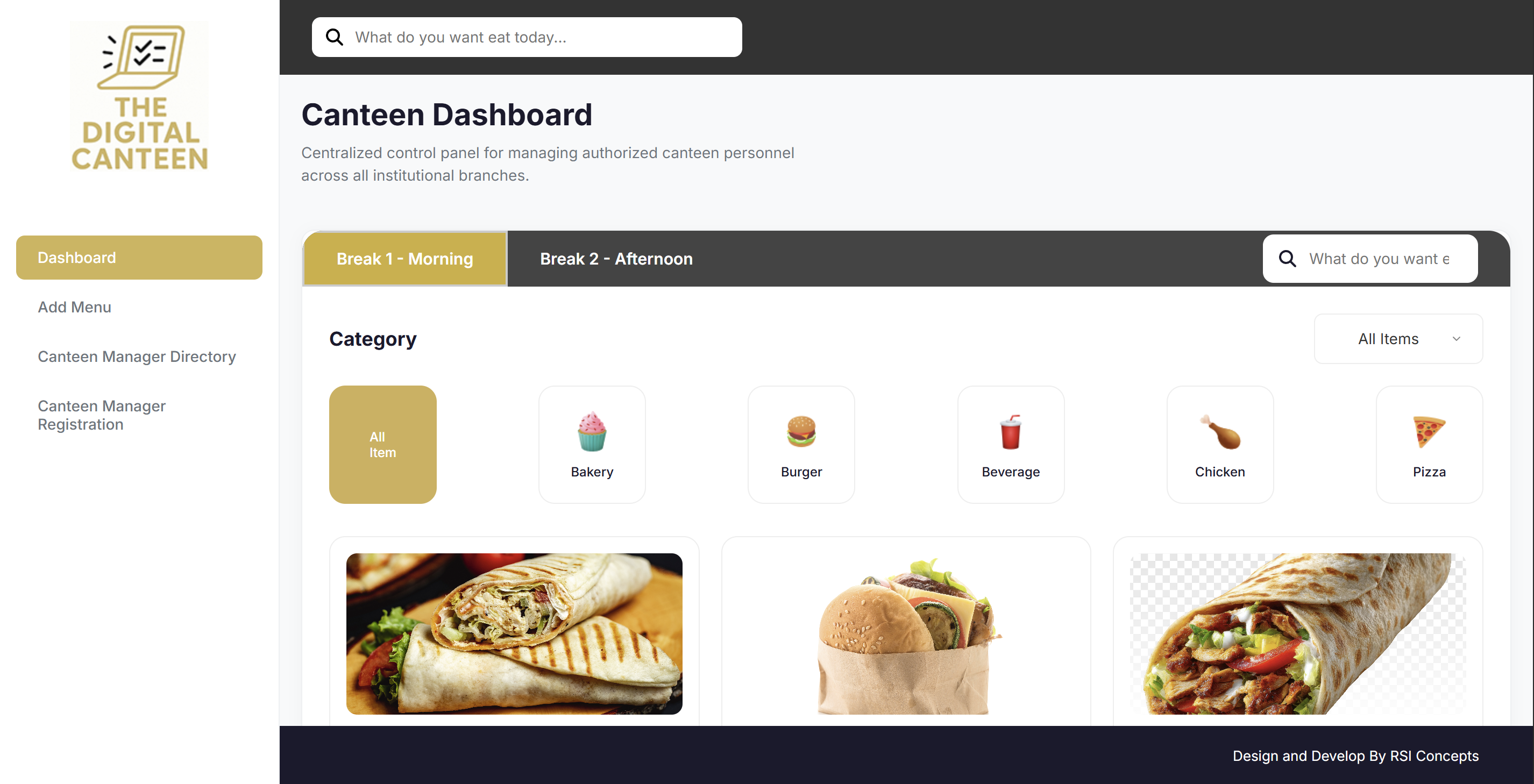 Canteen Manager Dashboard
